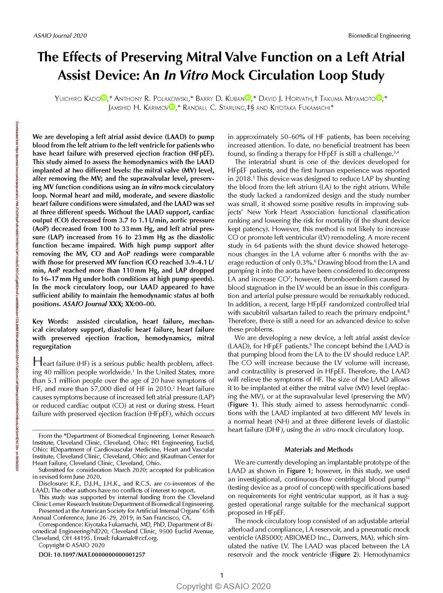 asaiojournal's tweet photo. #OnlineFirst The Effects of Preserving Mitral Valve Function on a Left Atrial Assist Device: An In Vitro Mock Circulation Loop Study
https://t.co/vNJEBcIIAj
@ClevelandClinic 

#leftatrialassistdevice #LeftVentricle #HFpEF 
 #MechanicalCirculatorySupport #MedicalDevices https://t.co/bDkEMXBcgx