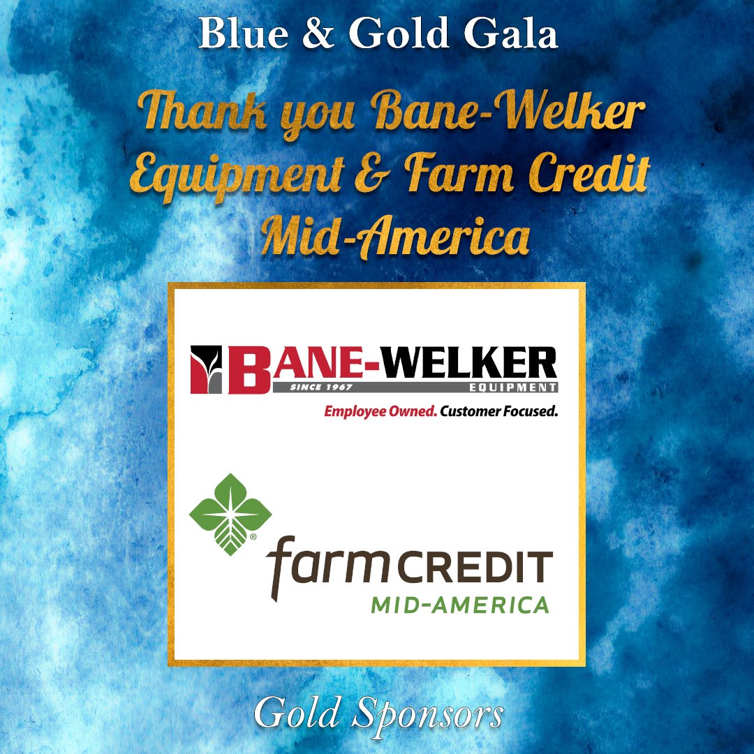 We are proud to have Bane-Welker Equipment and Farm Credit Mid-America as Gold sponsors of the Virtual 2020 Blue &amp; Gold Gala, companies that value supporting and strengthening their communities. Thank you for valuing Indiana FFA! <a href="/BaneWelkerEquip/">BaneWelkerEquipment</a> <a href="/farmcreditmid/">Farm Credit Mid-Am</a>