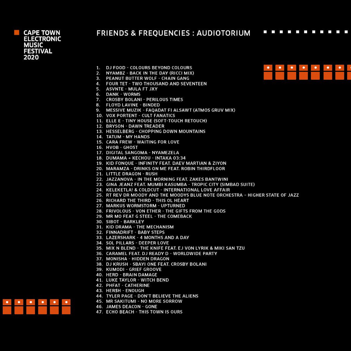 CTEMF's tweet photo. Final Official Track-list for CTEMF 2020: Friends &amp; Frequencies.
137 tracks + 30 artworks + an insiders city guide.
Support and Share! https://t.co/gAinPQGytP