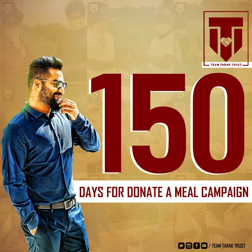 150 DAYS FOR DONATE A MEAL CAMPAIGN ❤️ 

@tarak9999 ❤️
#TTTforNeedy 
@TeamTarakTrust 
#DonateAMealwithTeamTarakTrust