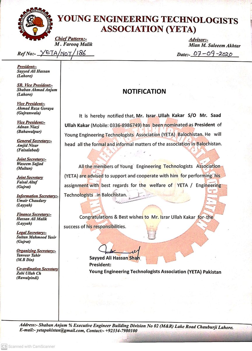 YETA_Pakistan's tweet photo. Here we are very Glad to announce that Provincial Body of #YETA_Balochistan has been Announced.
All Engg Technologists of #Balochistan are advised to contact with these Nominated Representatives.
Together we will Grow. 
Together we will achieve our Goals soon
InshaAllah. https://t.co/BOOPRKgikv