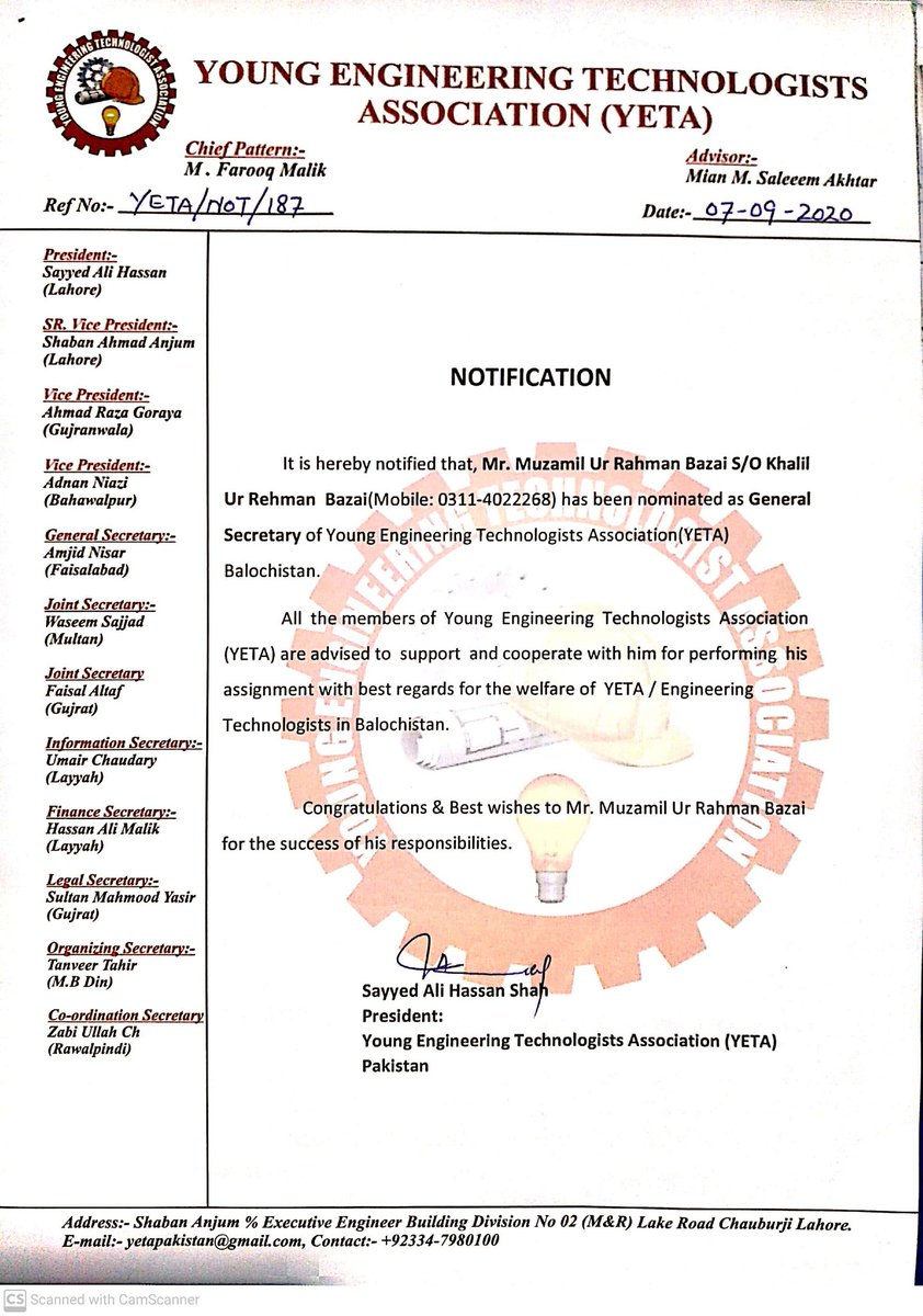 YETA_Pakistan's tweet photo. Here we are very Glad to announce that Provincial Body of #YETA_Balochistan has been Announced.
All Engg Technologists of #Balochistan are advised to contact with these Nominated Representatives.
Together we will Grow. 
Together we will achieve our Goals soon
InshaAllah. https://t.co/BOOPRKgikv