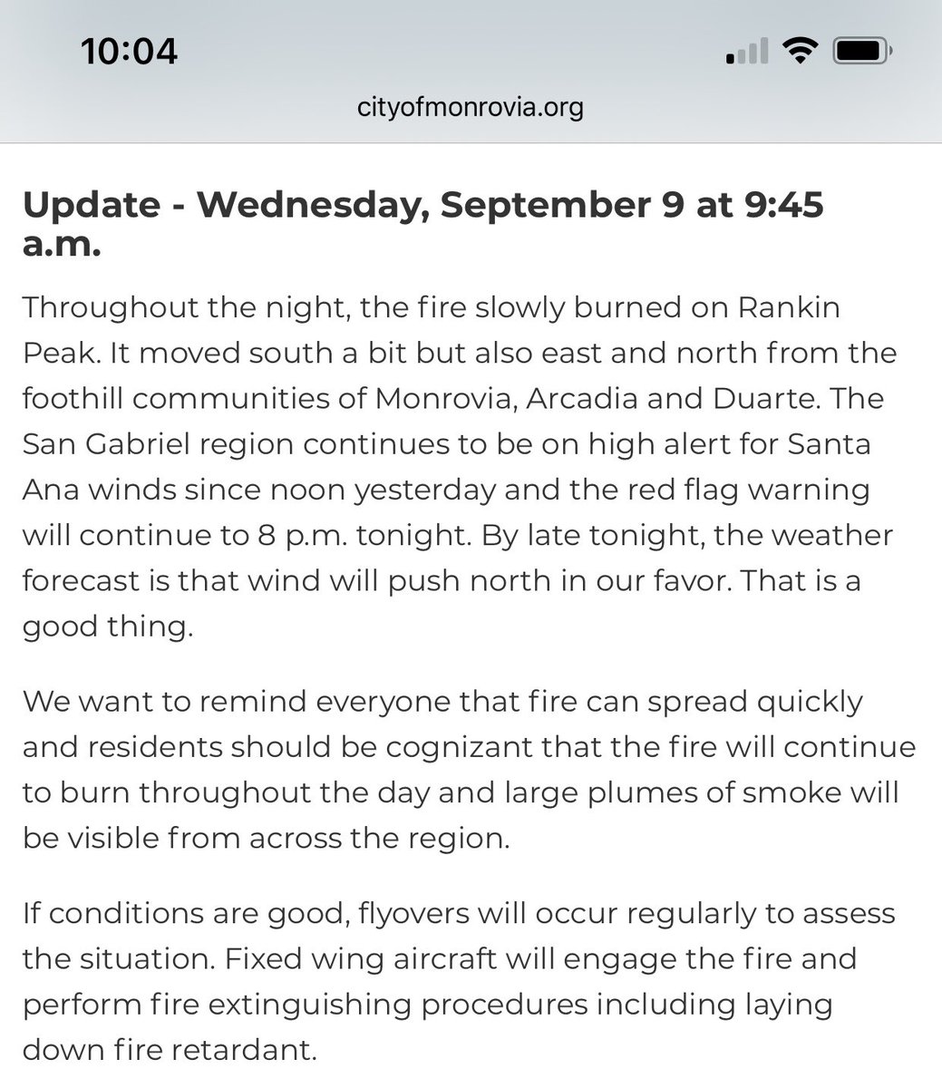 The latest on #bobcatfire from <a href="/MonroviaCA/">City of Monrovia</a>