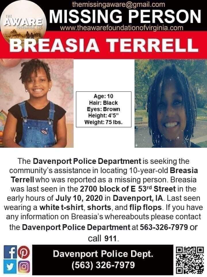 help_retweets's tweet photo. BREASIA TERRELL IS STILL MISSING AFTER TWO MONTHS!!! IOWA/ILLINOIS AREA PLEASE RETWEET ESPECIALLY ‼️ (some more photos will be posted) #breasiaterrell #iowa #MissingChild #missingchildren #davenport https://t.co/0gFyJBfpo1