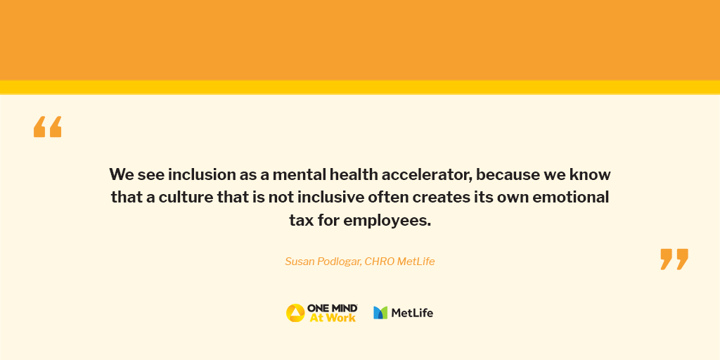 OneMindOrg's tweet photo. .@MetLife CHRO Susan Podlogar shared the initiatives her organization has spearheaded to support employee #mentalhealth at today’s Global Forum. #OneMindAtWork https://t.co/AhEa5lKwE2