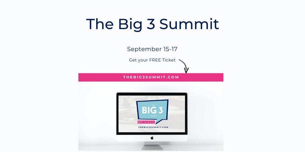 I’m teaming up with 23 other brilliant online business owners for The Big 3 Summit hosted by Kate Doster - Sept. 15th - Sept. 17th. >>> fempreneuronline.com/big3 #onlinebusiness #summits #virtuallearning #fempreneur #entrepreneurs
