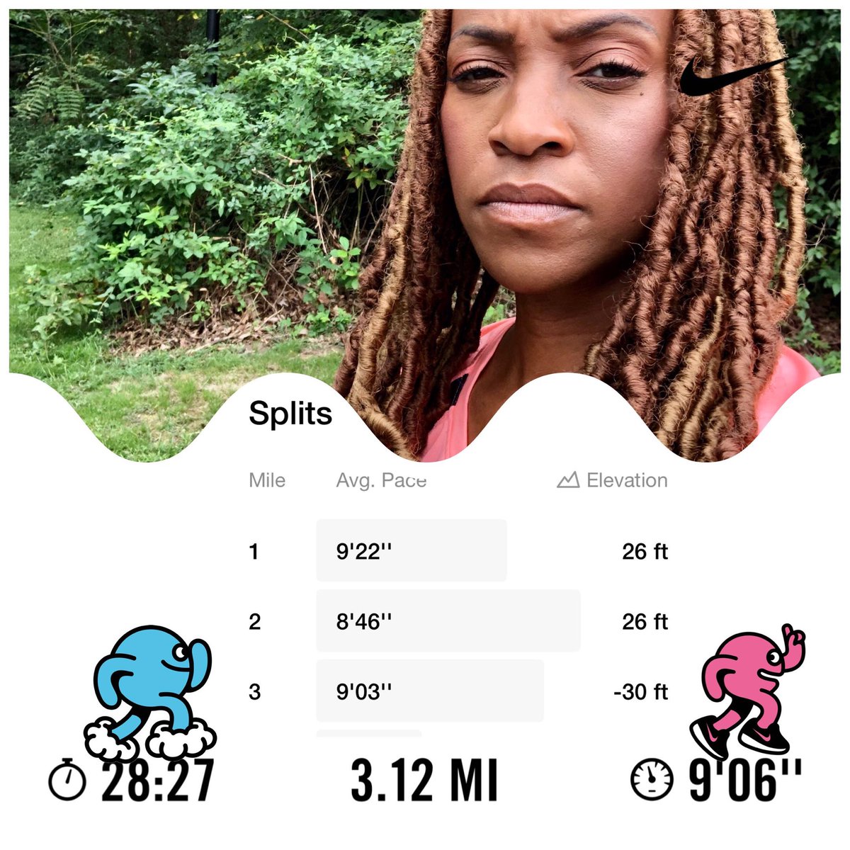 UnbreakableMe's tweet image. Today is a “push it a little” run day.
Woke up the legs during mile #1.
Stretched the legs during mile #2.
Eased up &amp;amp; relaxed during mile #3.
🏃🏾‍♀️
🏃🏾‍♀️
#CandyRunFit #iRunLikeAGirl #TryToKeepUp #NRC
