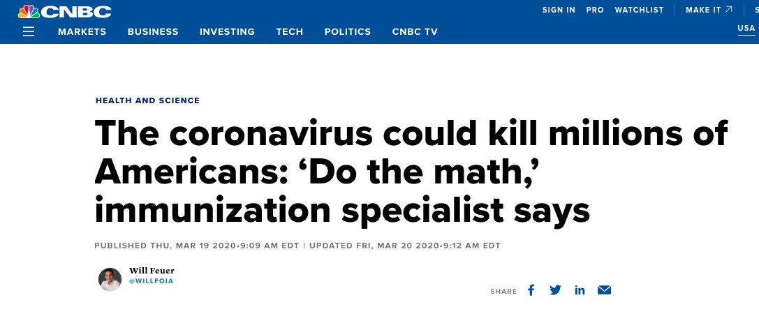 Lastly, I'm not undermining the coronavirus or how serious it can be some people nor am I making light of the 190k ppl who died... but estimates from the media had as many as 25% of the US population dying of COVID. I heard the 2 million number constantly from experts