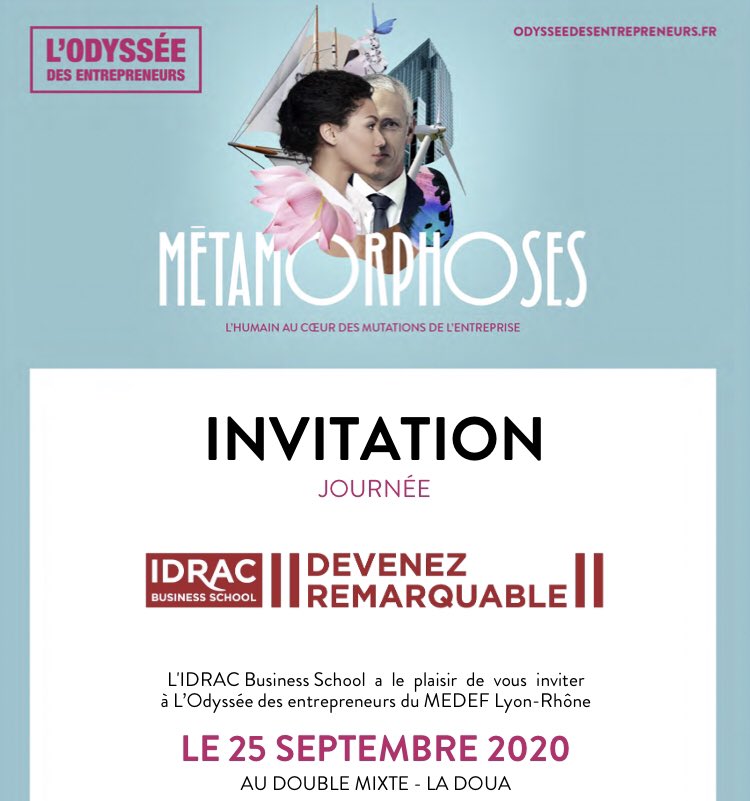 lacroixaltuna's tweet photo. #ODE2020 Cette année encore @idrac_lyon sera partenaire de ce bel événement qui réunit tous nos écosystèmes #metamorphoses https://t.co/0kWvZzcedH