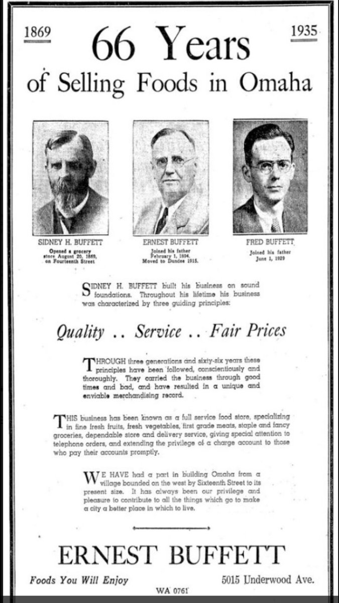 The Buffetts have a LONG history in Nebraska.Sidney Buffett, Warren Buffett’s great-grandfather, actually opened his first grocery store in Nebraska in 1869.