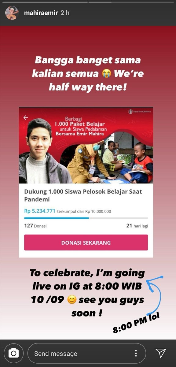 EmirMahiraKece's tweet photo. Instagram Stories @EmyrMahira hari ini 😉
Oiya EMD jangan lupa ya buat bantu donasi juga yah
 https://t.co/QLE453mFAM https://t.co/fKWZ2iHSdV