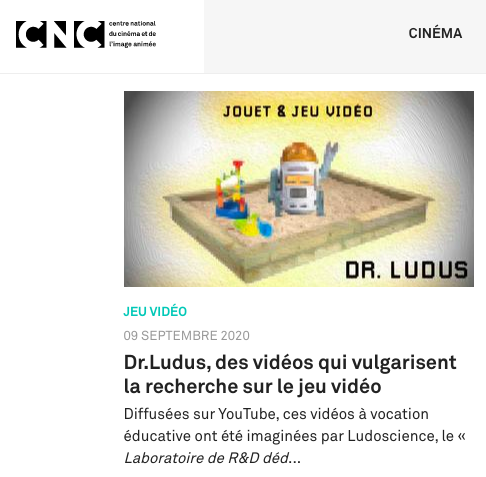 Le CNC (Centre National du Cinéma) consacre un article au Dr. Ludus ! Voici le lien : lnkd.in/g_x_EyP
Bonne lecture :°)
#recherche #sciences #seriousgame #jeuxvideo #jeux #jeuxserieux #retrogaming #jeuxvidéo #gamestudies #gameplay #education #ludoscience #ludoscience