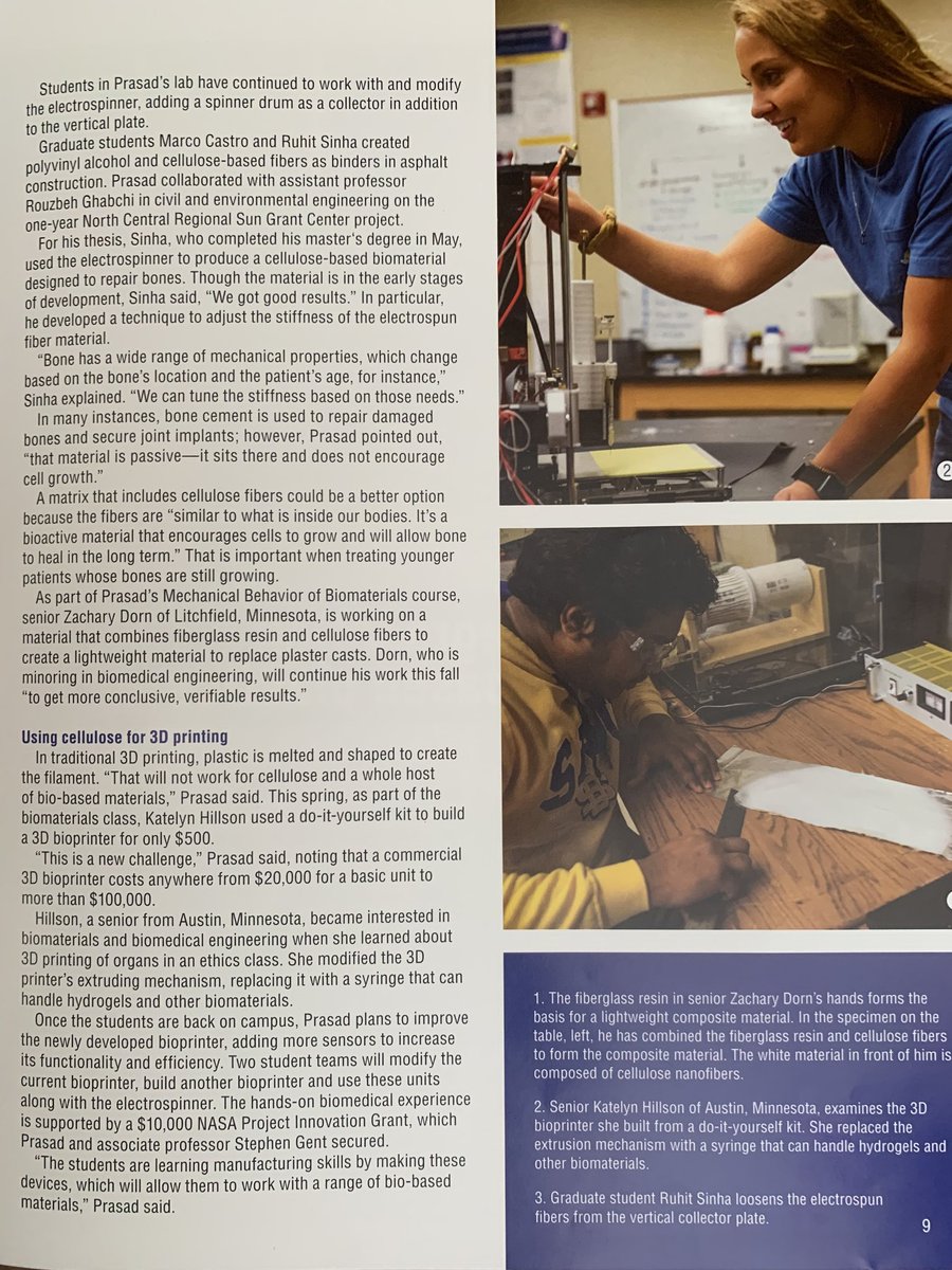 RuhitSinha_vt's tweet photo. My work got featured in @SDState Engineering Research Review 2020 😁 #Biomaterial #Cellulose #BoneTissueEngineering https://t.co/oqzzL3Mlmy