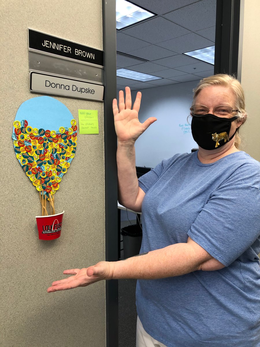 LouFuszNetwork's tweet photo. Look at our employees at Headquarters getting creative with their 'screened' stickers!
#FuszFamily #automotive #wearestlouis #LouIsSTL https://t.co/Eblhbkgtic