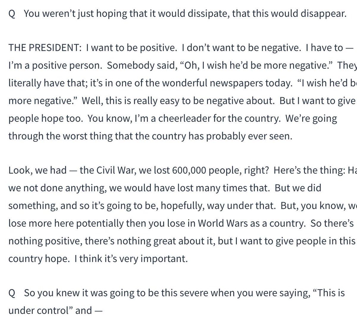 He all but said he did this and then explained in detail why he did it in a series of nationally televised press conferences, I don't get how this has all been memory holed and not just at the WH  https://www.whitehouse.gov/briefings-statements/remarks-president-trump-vice-president-pence-members-coronavirus-task-force-press-briefing-15/  https://twitter.com/samstein/status/1303743219281416192