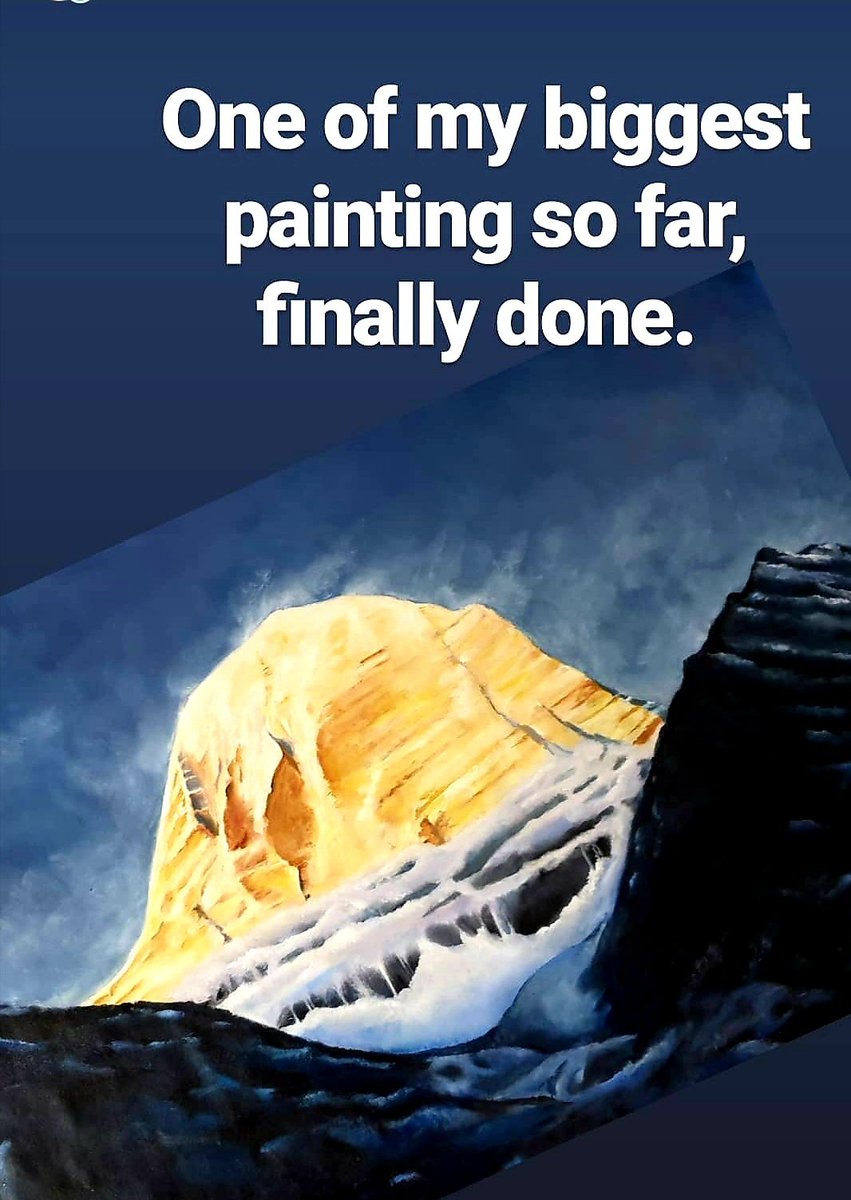 twinitisha's tweet photo. #KailashMansarovar 
 This was one of my largest paintings that I ever painted until now. Approx 5×3.5feet. Loved painting this. 
#HarHarMahadev https://t.co/ERqnaeI6EG