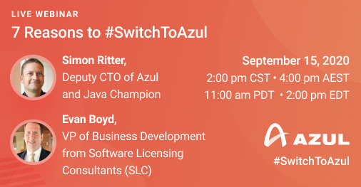 AzulSystems's tweet image. Are you paying Oracle too much 💰💰💰 for #Java, but aren&apos;t sure of your options? We got you covered. Register here 👉 bit.ly/2R8mmAe #SwitchToAzul #OpenJDK