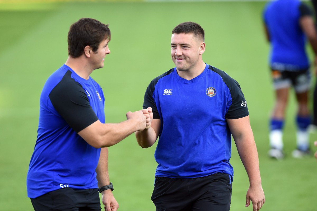 BathRugby's tweet photo. 🤜🤛 When you're both named on the bench and could make your first appearance in the Blue, Black and White 💪 https://t.co/mZ2iIcUV07
