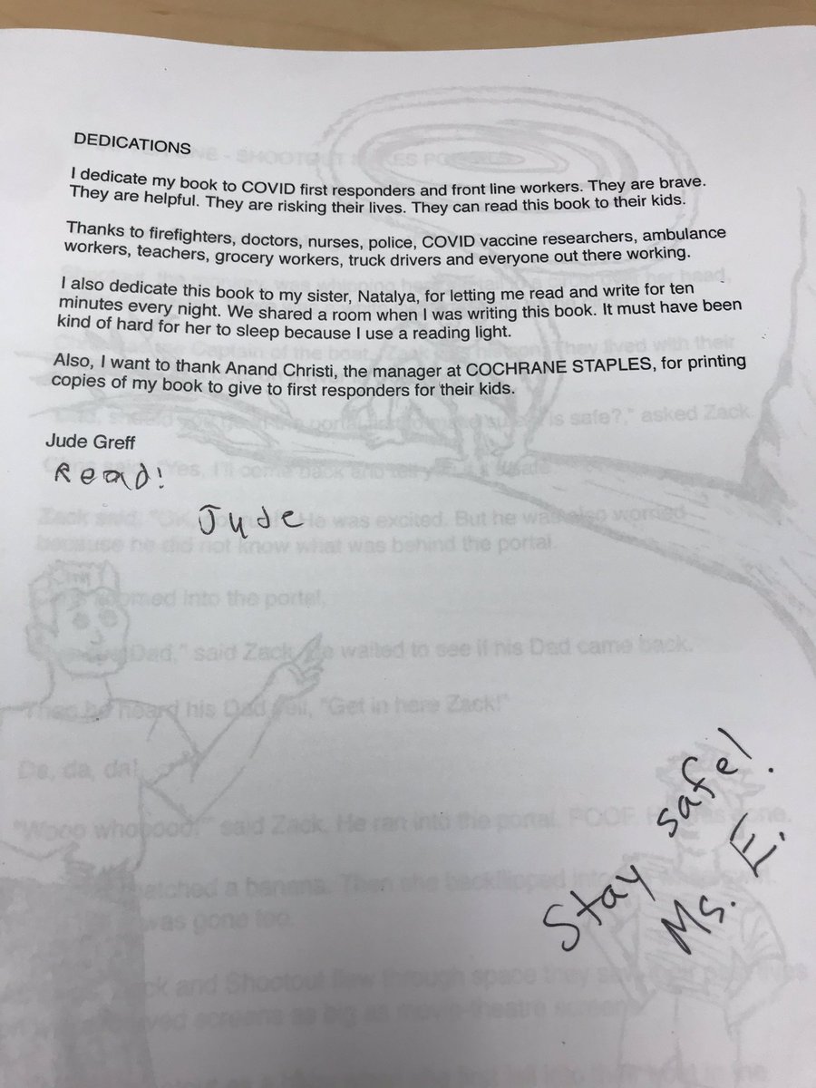 One of our student authors, Jude, has been busy this summer and published another book!  We love his dedication page- shout out to first responders and front line workers! #rvsed #rvslit