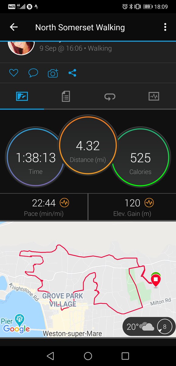 Imperfect77's tweet photo. What a glorious afternoon it turned out for my 4.3 mile walk today 🌞🌞🌞 #autumnsun
#weightloss #walking #fatloss #ActiveLifestyle #weightloss #garmin #healthyeating #caloriedefict #weightlossjourney #vívoactive4s #FitnessMotivation #FitnessGoals #calories #caloriecounting https://t.co/iAH93OSLCH