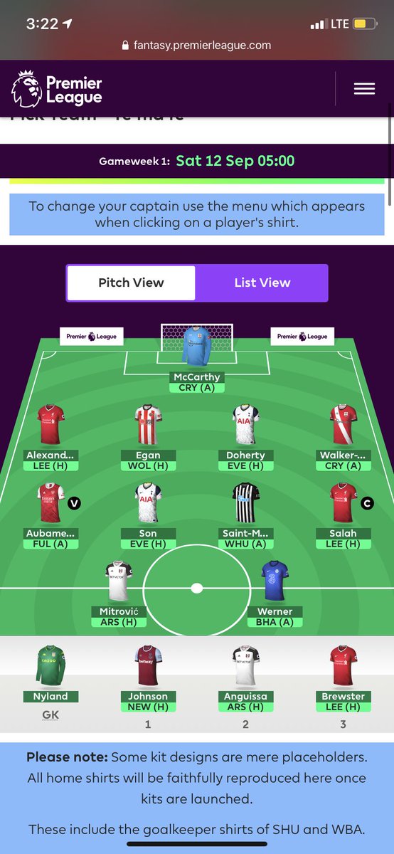 docwunz's tweet photo. @OfficialFPL How does this look? Switching son out for Bruno gw2 https://t.co/2d2eXmEeTG