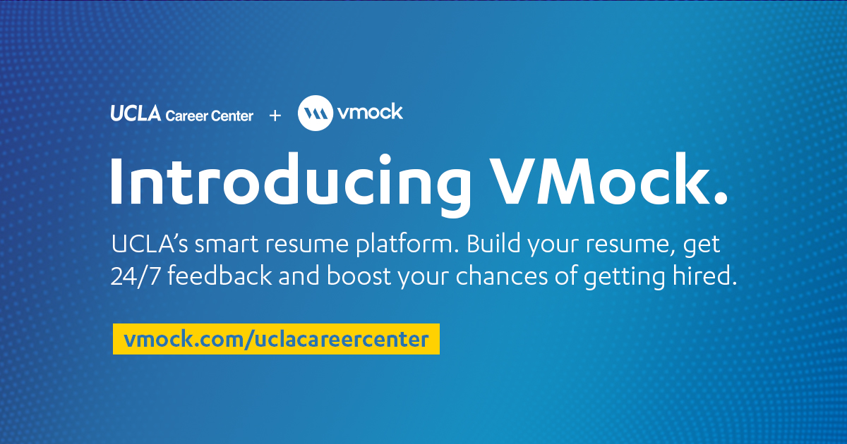 We're just weeks away from the start of a new school year — which means it's the perfect time to work on your resume! VMock is UCLA's new online resume review tool that analyzes your resume and offers helpful feedback. Visit vmock.com/uclacareercent… to get started!