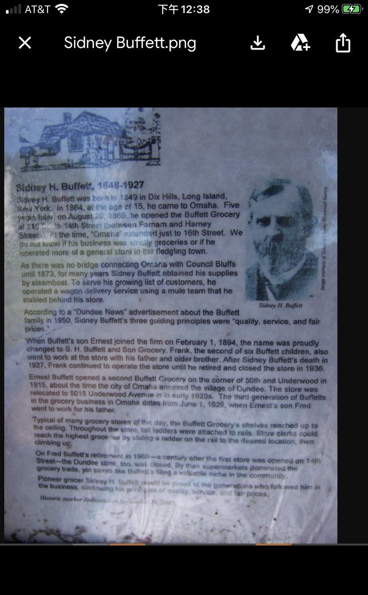 Just so we keep this straight:Warren Buffett’s father is Howard Buffett, who is the son of:Ernest Buffett, who is the son of:Sidney Buffett, who is:Warren Buffett’s great-grandfather.
