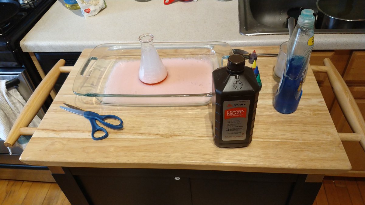 DrAlur's tweet photo. .@LakeViewHS @FOLVHS Leftovers of the elephant toothpaste demo. Who's going to clean this up?! #imtheonlyonehere #kitchenchemistry #LVHSisHOME https://t.co/YP9BGPJGNW