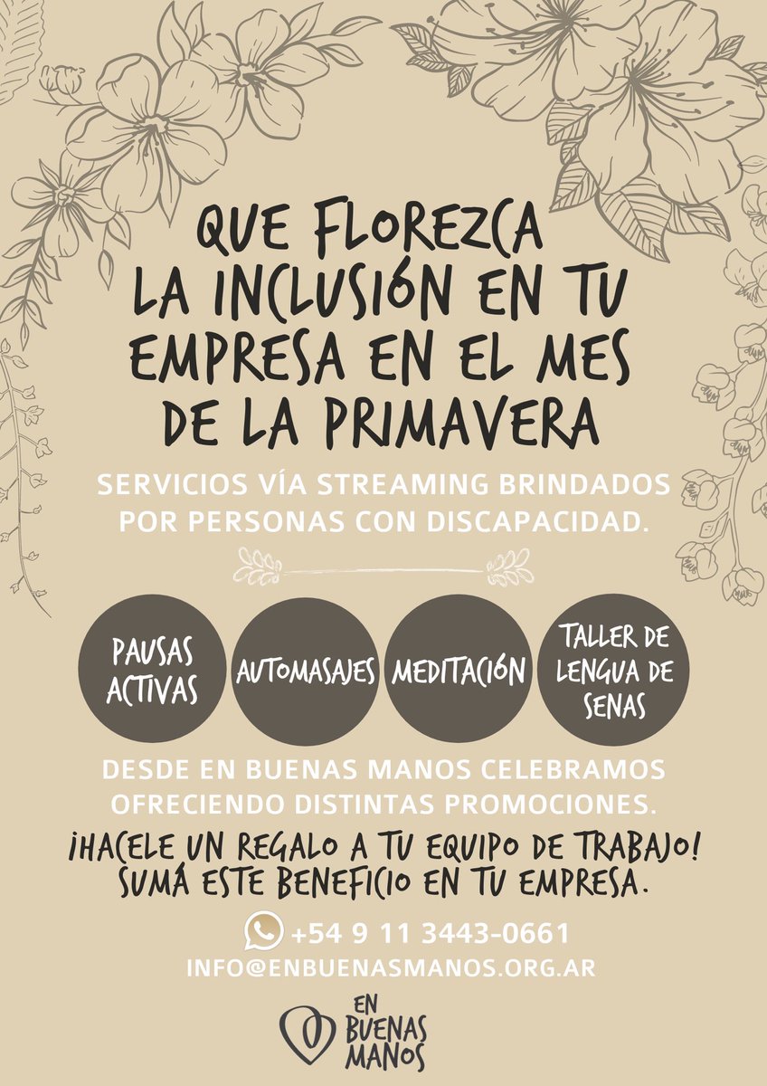 EBM_tw's tweet photo. Con la llegada de la primavera y para conmemorar el mes de la inclusión y la diversidad, te invitamos a sumar en tu empresa propuestas brindadas por personas con discapacidad. 
✨Empecemos a sembrar juntos para que florezca en tu equipo de trabajo el valor de la inclusión✨ https://t.co/Z1HFSYsf3i