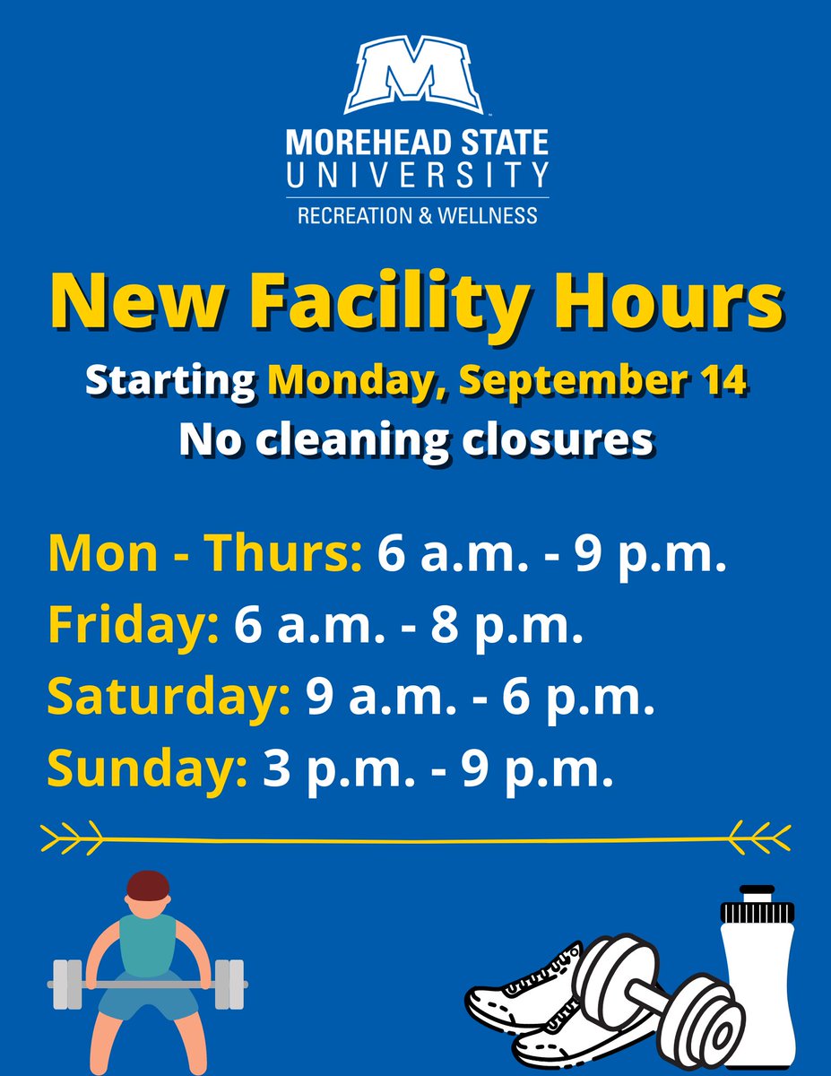 MSU_RecWellness's tweet image. We will be having new facility hours starting next week, Monday September 14th! The pool hours will not be changing. #msurec