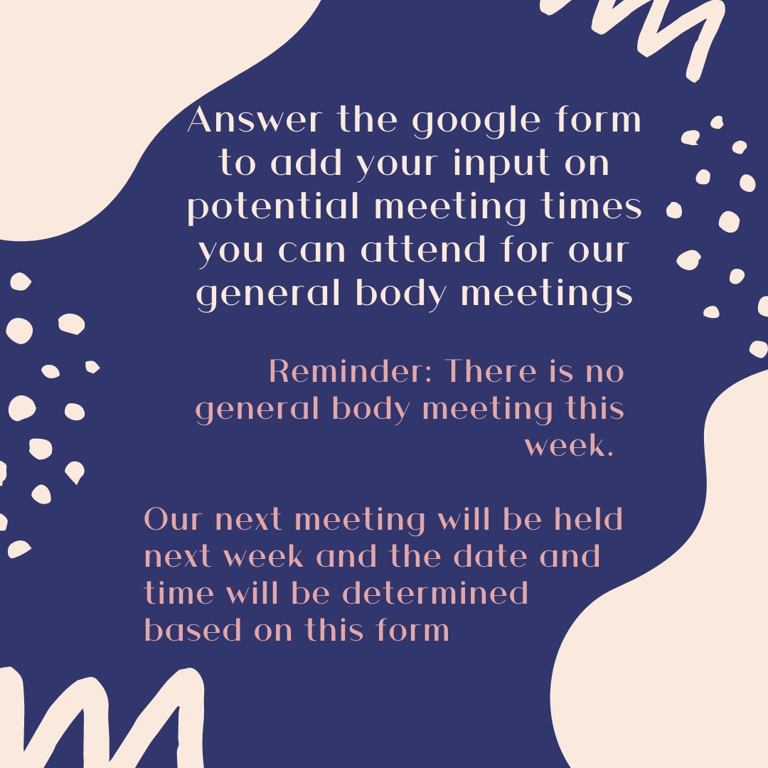 Templepssoc's tweet photo. Hi all! Just a reminder we are deciding on new potential meeting times that work with our members better for this virtual semester. Please responded to our google form in a timely manor. Here’s the link: https://t.co/zXnFindgNw

The link will also be in our bio! https://t.co/HhvNUjHJZI