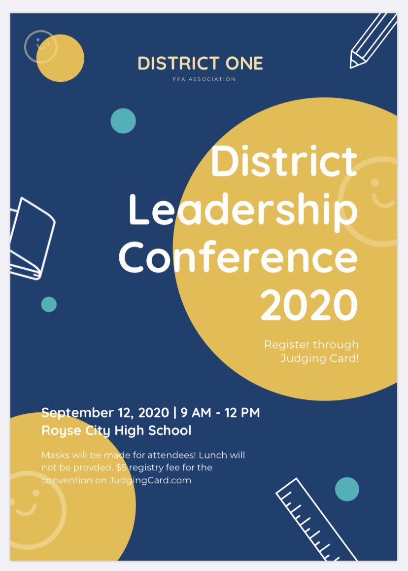 Don’t forget DLC on the 12th. Chapter officers in D1 get with your FFA advisor for more information.