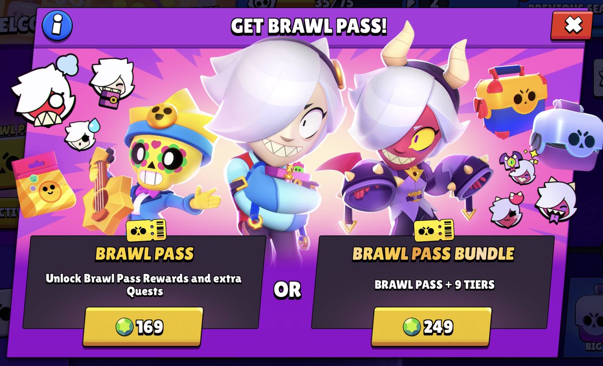 Code Ashbs On Twitter Total Rewards From Season 3 Of Brawl Pass New Brawler Colette 14x Colette Pins New Skin Trixie Colette New Skin Poco Starr 16x Brawl Boxes 38x Big Boxes