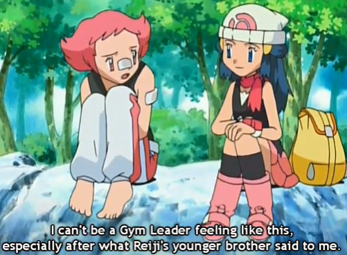 ..irrelevant bc insecurities are subjects that everyone can relate to. As I mentioned before, Paul is heavily linked in this ep. It’s because that Maylene lost to Paul so brutally that she started questioning herself and it’s because of this that Dawn could perfectly understand..