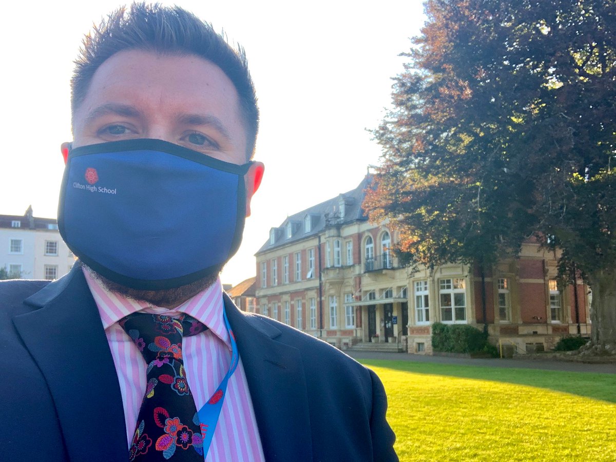 lukegdman's tweet photo. Safety First! #onbrand with the new @CHSBristol face mask #NewNormal #BackToSchool2020 https://t.co/AjpUshrU8S