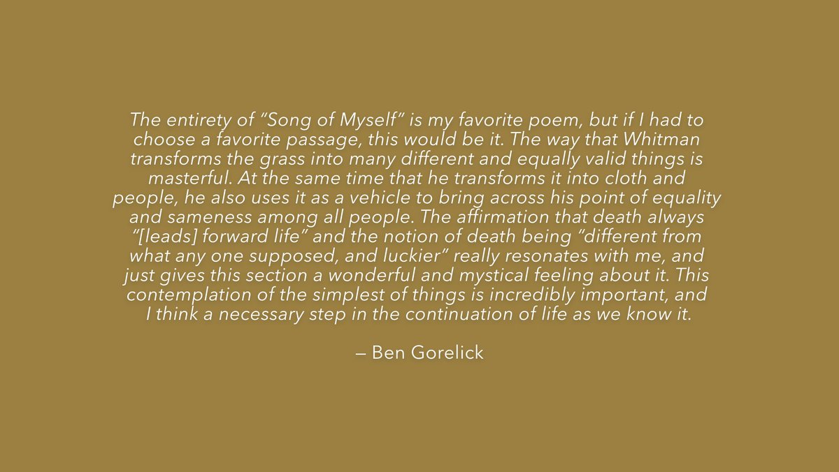 favepoem's tweet photo. From "Song of Myself" #WaltWhitman #Restoration #FavoritePoemProject #FPP https://t.co/qeVaECh8Ue