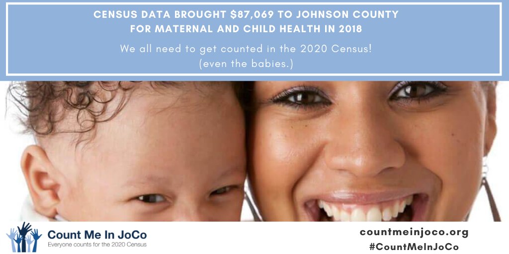 jocogov's tweet photo. Why do we ALL need to get counted in the #2020Census? Mothers and babies benefit from thousands of dollars in federal funding Johnson County receives based on census data. #CountMeInJoCo #CensusWednesday #KansasCounts @JOCOHealth https://t.co/Yiy56SsY9x