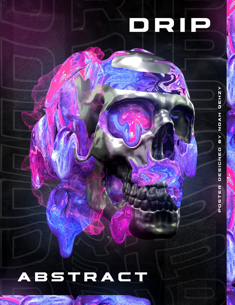 Qehzy's tweet photo. DRIP - Some posters I made in Cinema 4D &amp; Photoshop. https://t.co/cngp17zELB

The techniques used will be covered in a Skillshare class this week, including some sweet use of color and displacers. :) Get 2 months free of Skillshare here btw: https://t.co/IYgSXcvSZy https://t.co/4yfPgEXMuY