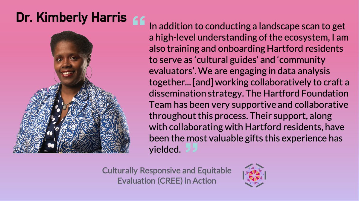ExpandTheBench's tweet photo. #LEEAD Scholar, Dr. Harris, reflects on how she puts #CREEinAction with the @HartfordFdn. This includes training and onboarding residents to serve as ‘cultural guides’ and ‘community #evaluators.'

Learn more about Dr. Harris: https://t.co/iZ2eIPkvcT https://t.co/oPXfxs4xUy