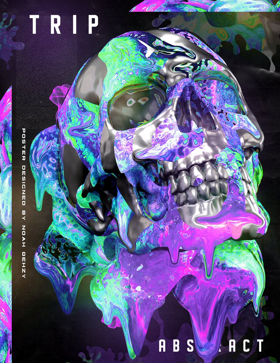 Qehzy's tweet photo. DRIP - Some posters I made in Cinema 4D &amp; Photoshop. https://t.co/cngp17zELB

The techniques used will be covered in a Skillshare class this week, including some sweet use of color and displacers. :) Get 2 months free of Skillshare here btw: https://t.co/IYgSXcvSZy https://t.co/4yfPgEXMuY