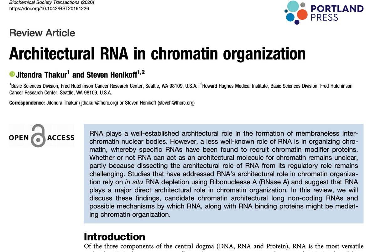 Jitendra Thakur (@thakur_g2) on Twitter photo Want a quick read on the role of architectural RNA in chromatin organization? Here is our recent review doi.org/10.1042/BST201…… <a href="/PPPublishing/">Portland Press</a> Want a quick read on the role of architectural RNA in chromatin organization? Here is our recent review doi.org/10.1042/BST201…… <a href="/PPPublishing/">Portland Press</a>