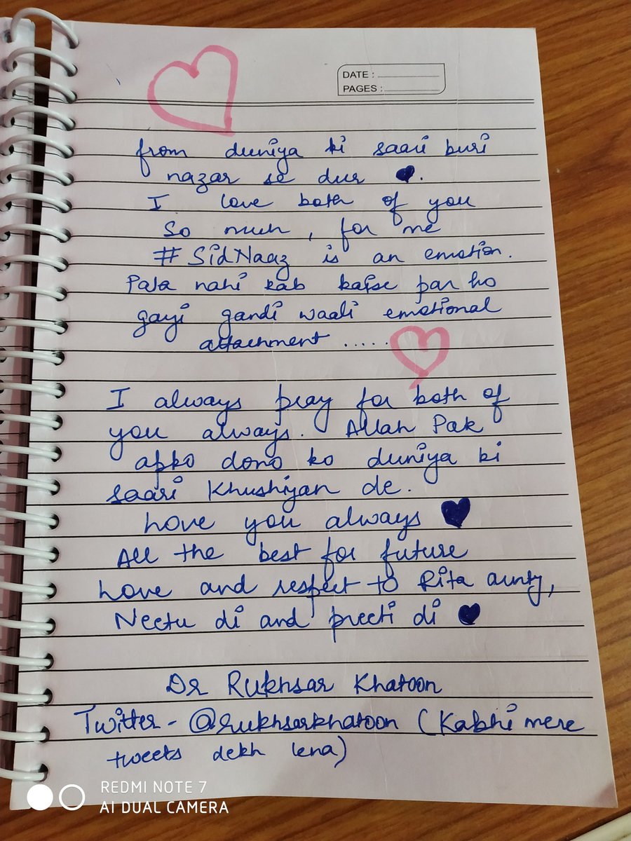 rukhsarkhatoon's tweet photo. This is the letter that i wrote for @sidharth_shukla ❤
I hope usse acha lage... Bas likh dia jo bhi samjh aaya 😭😂.. Kaafi lame hai ab realise ho raha 😭
Also this is the first time I wrote letter for someone 🙈 
#/MyFirstLetter https://t.co/rpnaN6zBZa