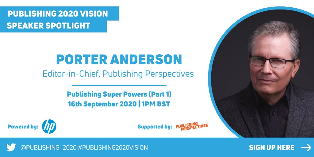 Publishing_2020's tweet photo. Porter Anderson, Editor-in-Chief at Publishing Perspectives, will be chairing tomorrow’s webinar ‘Publishing Super Powers (Part 1)’

Join as he leads our panel of industry leaders through an insightful discussion into the future of publishing.

Register: https://t.co/W2eonxrjNm https://t.co/Uy6bZd5Iqf