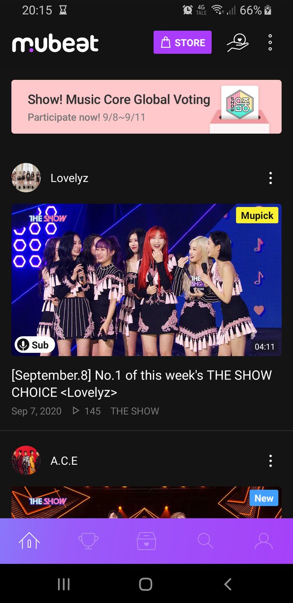 Mubeat. This is for Show Music Core.Press the Store icon, and watch your 15 adds. Not too complicated. The votes will expire after some time, but I do it every day to keep as many as I can.