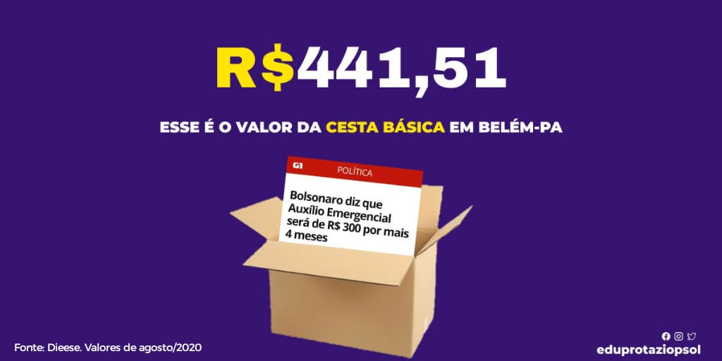 eduprotaziopsol's tweet photo. O preço da cesta básica em Belém, que já  é um dos mais caros do Brasil,  cresceu absurdamente. Enquanto os preços aumentam, a renda dos trabalhadores despenca e Bolsonaro corta o auxílio emergêncial, para xs trabalhadores R$ 300 e R$ 1 trilhão para os banqueiros. https://t.co/vMfudefFh5