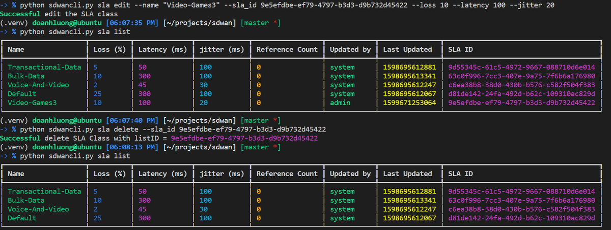 kimdoanh89's tweet photo. Some more commands to interact with Cisco vManage to manage SLA Class: sla list, sla create, sla edit, and sla delete
#SDWAN #sdwancli #GNS3 #rich https://t.co/bSvy2iQdPV