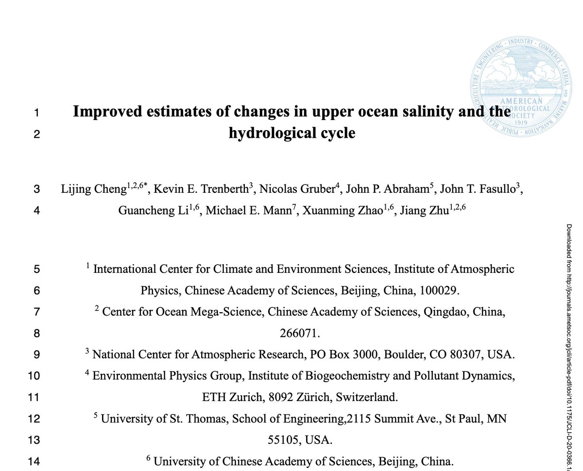 MichaelEMann's tweet photo. "Improved estimates of changes in upper ocean salinity and the hydrological cycle" | Early online release of our new article in @AMetSoc's #JournalOfClimate:
https://t.co/7rwnYinzsG https://t.co/8hB13zMYl3