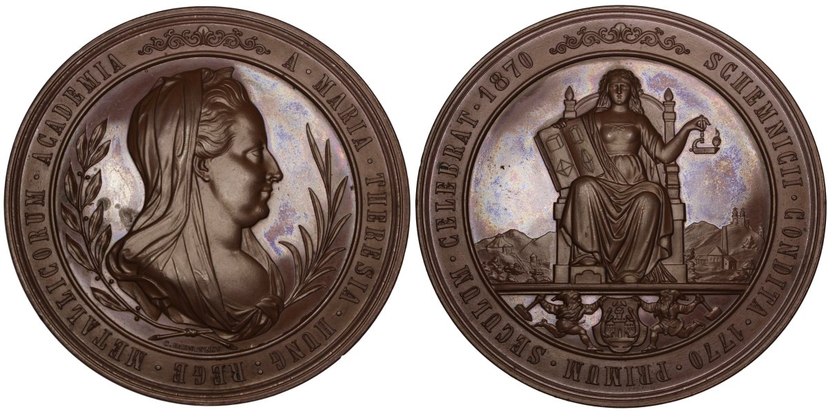 numismagram's tweet photo. It's seemingly always #worldcoinwednesday here, so how about a rather large Austro-Hungarian bronze medal featuring Maria Theresia and celebrating the mining history and academy at Banská Štiavnica?! ➡️ $325 ⬅️ https://t.co/CGKRa0Icvj #numismatics #exonumia #medallicart https://t.co/pQWUb6skkc