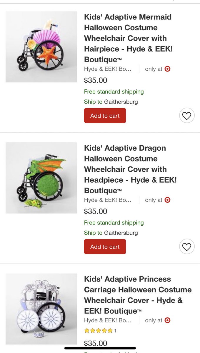 JayyKess's tweet photo. Target has a whole section of Halloween costumes that work with wheelchairs 🥺💞 https://t.co/LDxtFkH4Mt