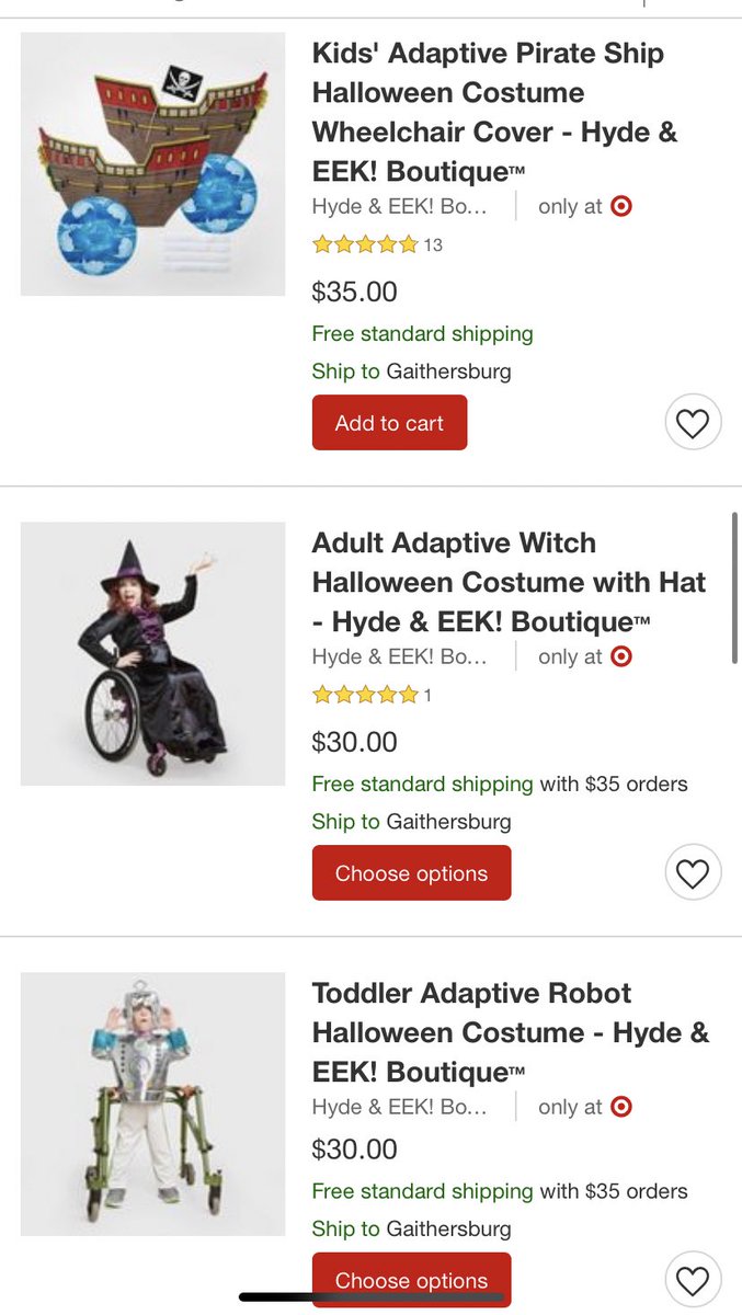 JayyKess's tweet photo. Target has a whole section of Halloween costumes that work with wheelchairs 🥺💞 https://t.co/LDxtFkH4Mt